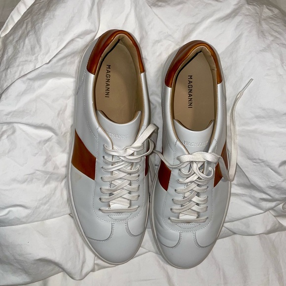 NWOB Magnanni White and Tan Men's Leather Sneakers - Picture 7 of 11